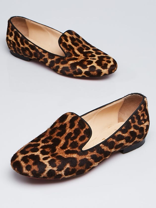 Christian Louboutin Leopard Print Pony Hair Sakouette Flats Size 7.5/38