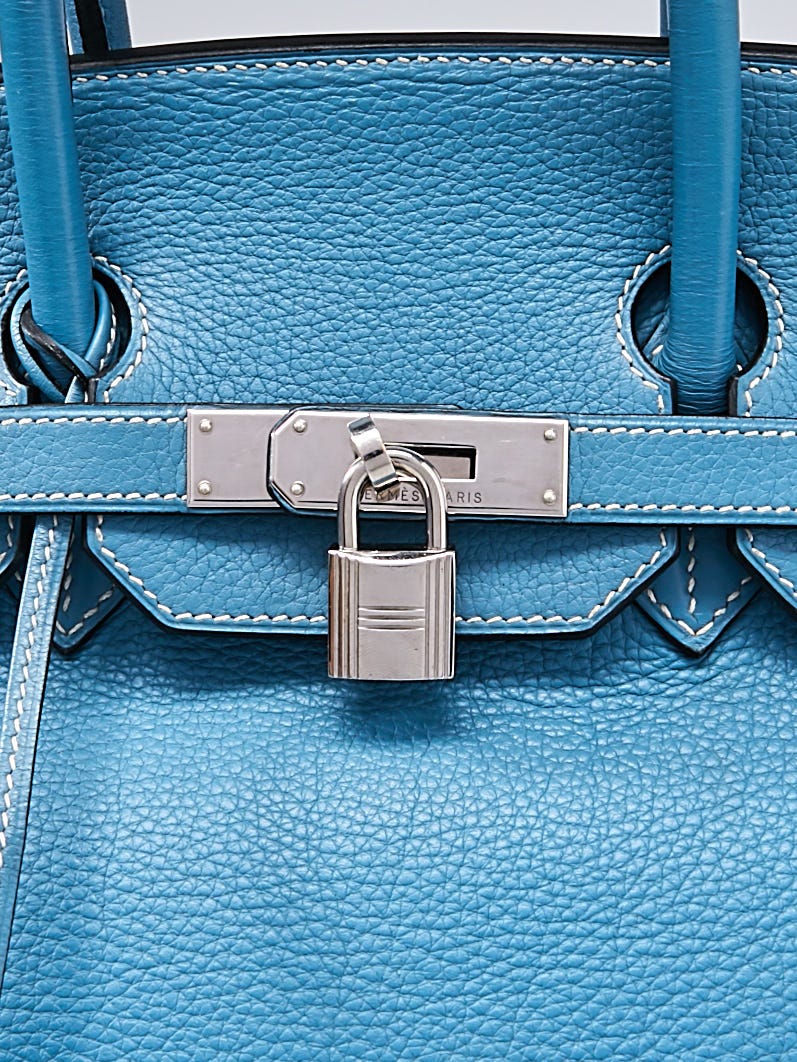 Hermes 35cm Bleu de Prusse Swift Leather Palladium Plated Birkin Bag -  Yoogi's Closet