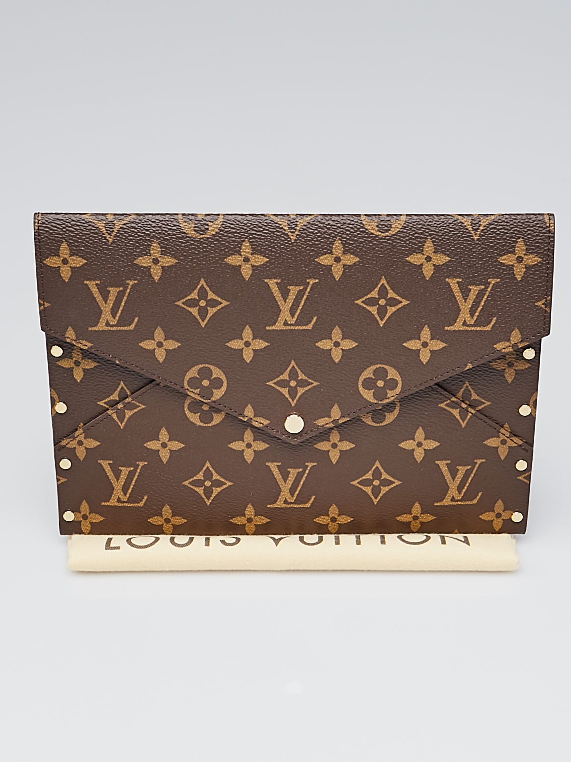 Louis Vuitton Monogram Canvas Rivets Envelope MM Clutch Bag