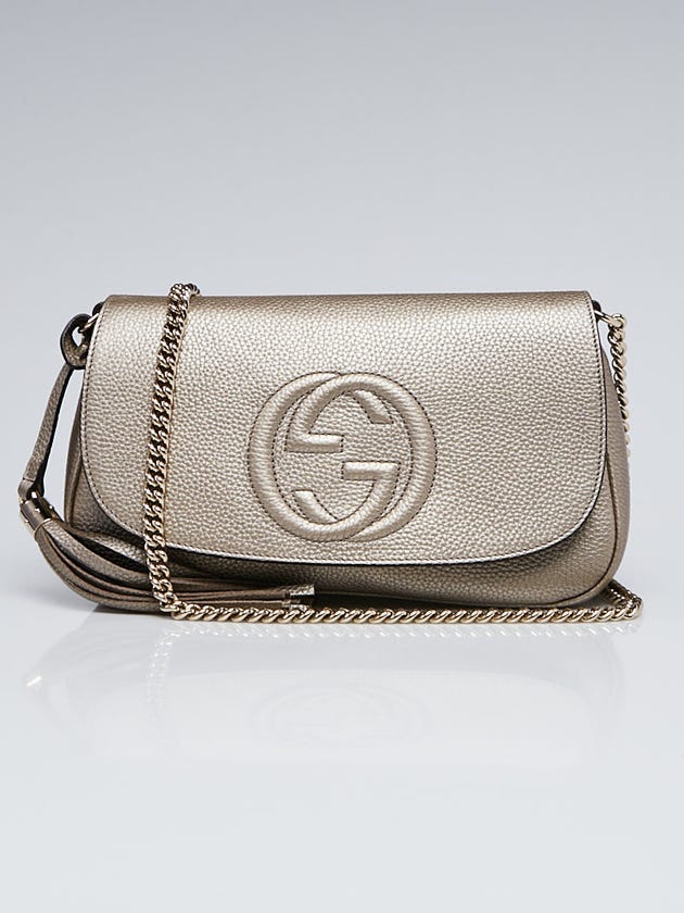 Gucci Gold Pebbled Leather Soho Chain Flap Bag