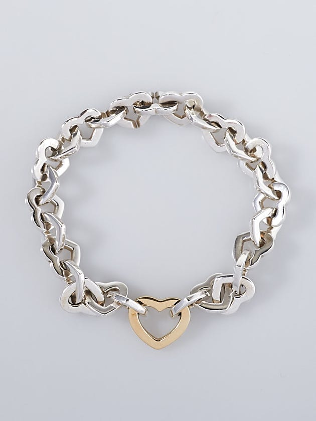 Tiffany & Co. Sterling Silver and 18k Gold Heart Link Bracelet