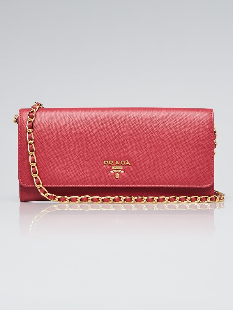 Prada, Bags, Prada Saffiano Leather Wallet On Chain
