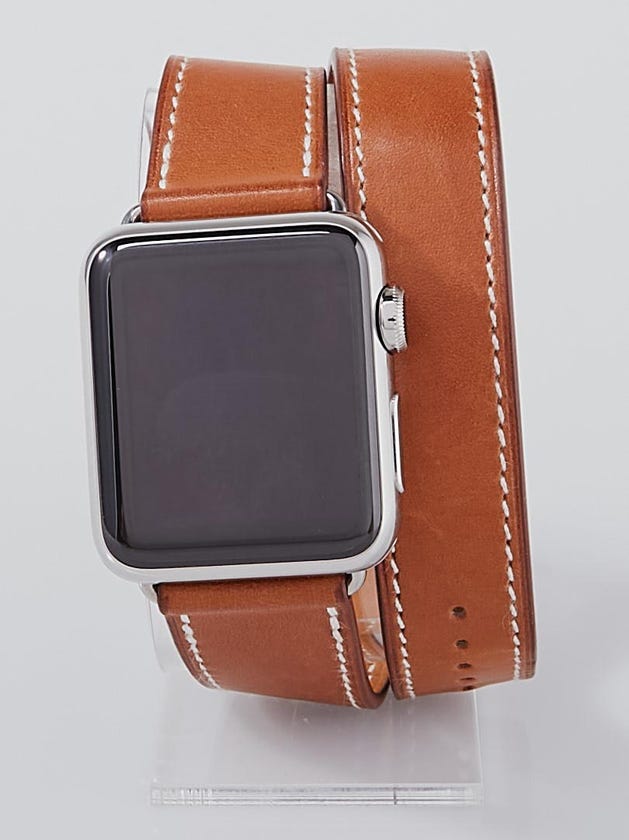 Hermes Brown Leather Double Tour 1st Gen 38mm Apple iWatch 