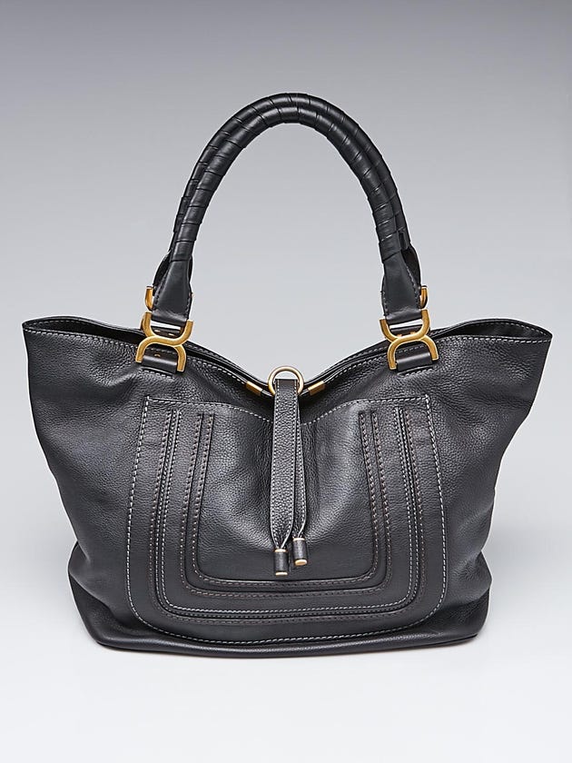 Chloe Black Pebbled Leather Large Marcie Tote Bag