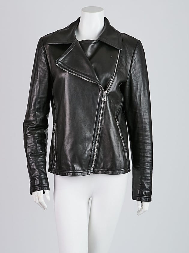 Gucci Black Leather Motorcycle Jacket Size 14/48