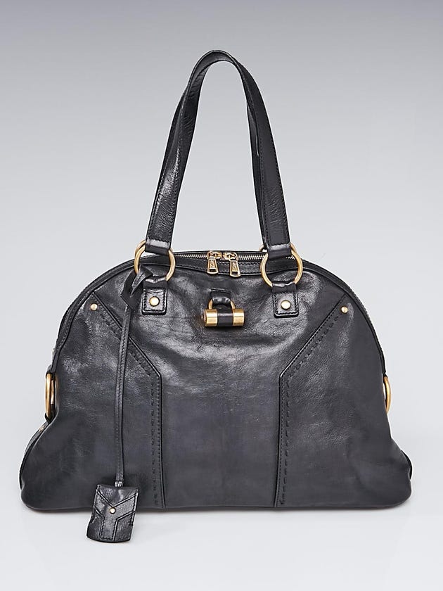 Yves Saint Laurent Black Calfskin Leather Large Muse Bag