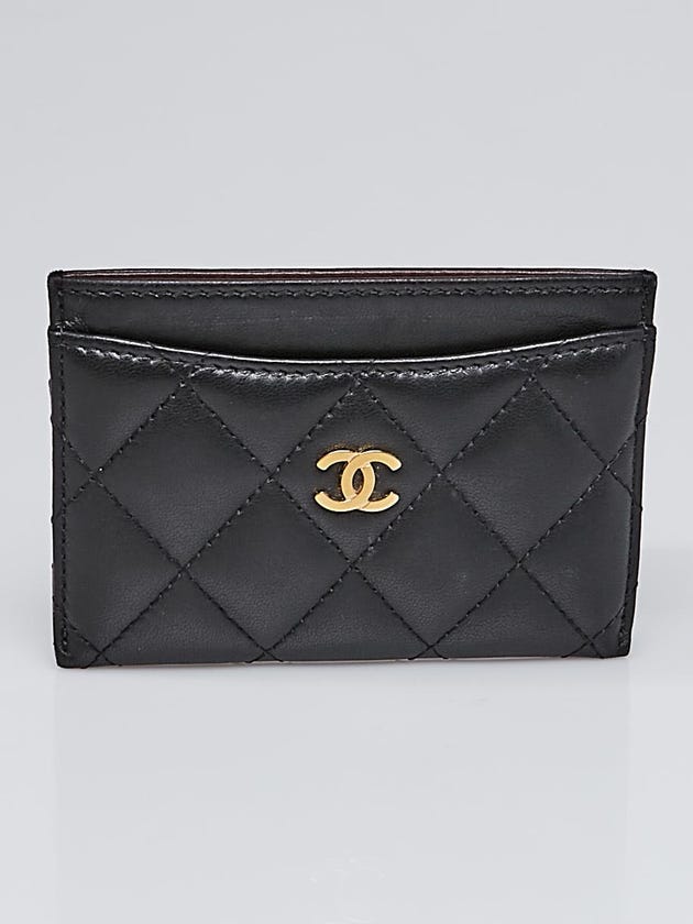 Chanel Black Quilted Lambskin Leather Card Holder