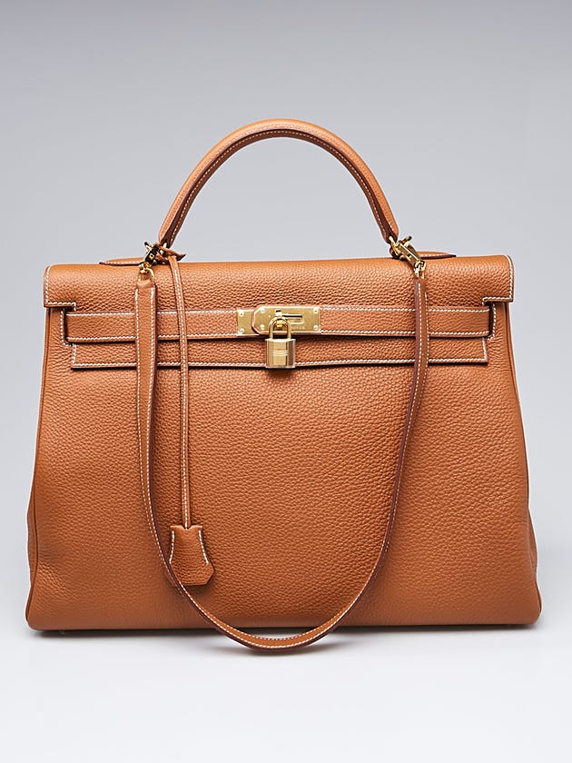 Hermes 40cm Gold Togo Leather Gold Plated Kelly Retourne Bag