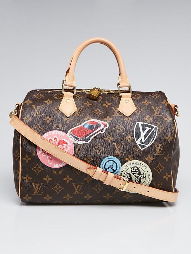 Louis Vuitton Limited Edition Monogram Canvas World Tour Speedy Bandouliere 30 Bag