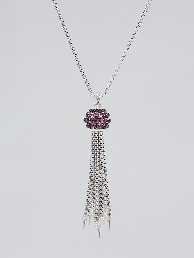 David Yurman 13mm Rhodalite Garnet Osetra Tassel Necklace