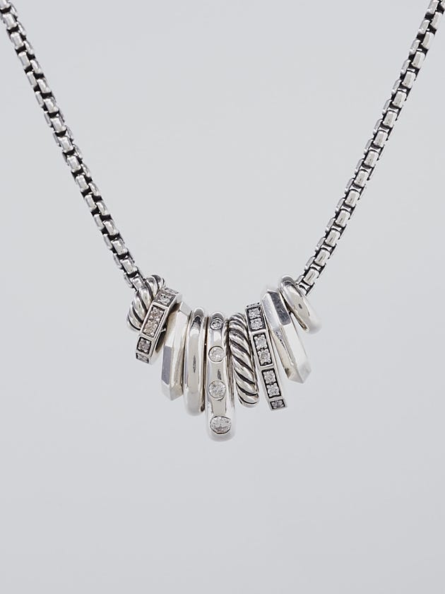 David Yurman Sterling Silver and Diamonds Stax Rondelle Pendant Necklace