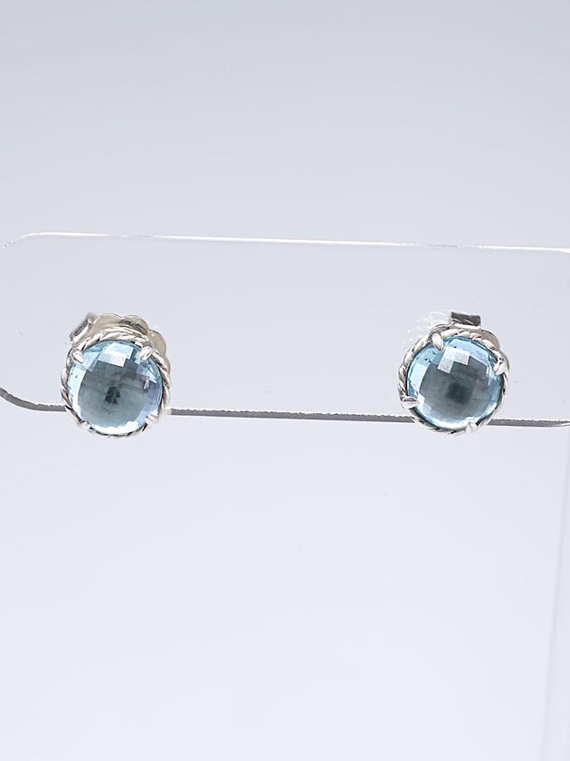David Yurman 8mm Blue Topaz Chatelaine Stud Earrings