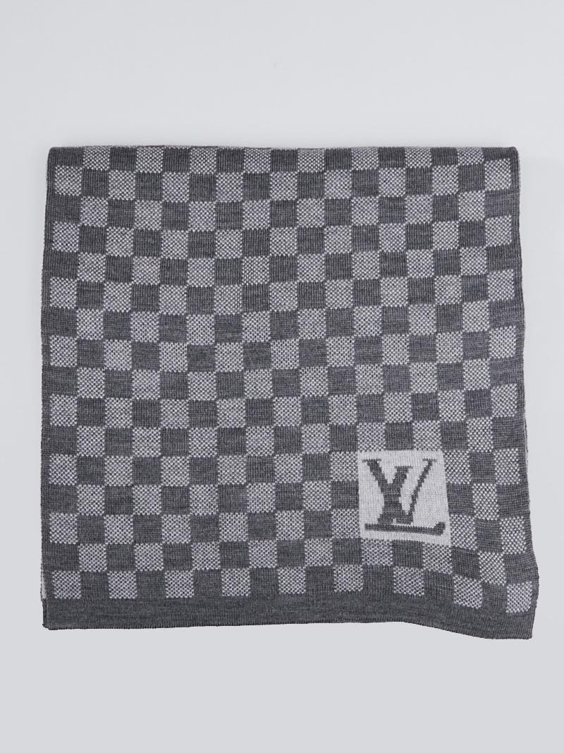 Louis Vuitton Grey Petit Damier Wool Scarf - Yoogi's Closet