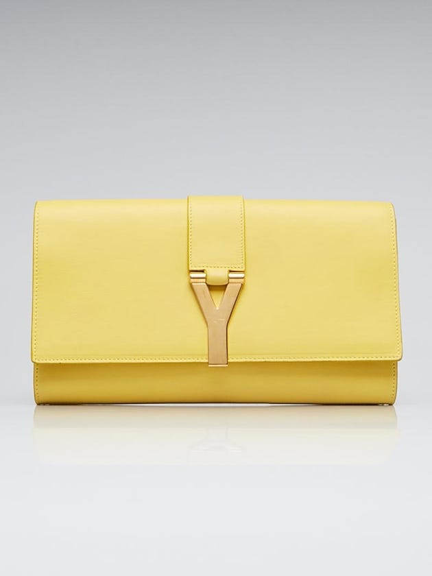 Yves Saint Laurent Yellow Calfskin Leather Ligne Y Clutch Bag