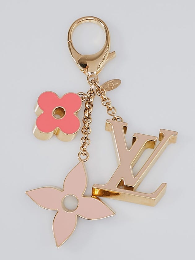 Lv Keyring Louis Vuitton Pink Enamel and Metal Fleur de Monogram Key Ring and Bag ...