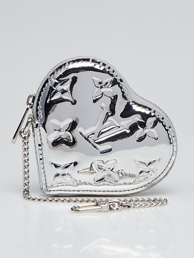 Louis Vuitton Limited Edition Silver Monogram Miroir Heart Coin Purse