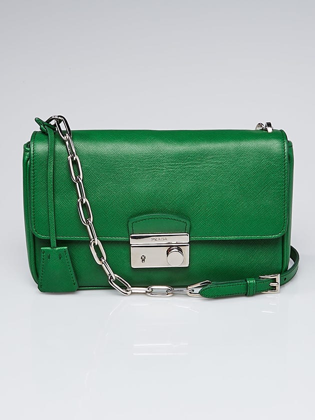Prada Green Saffiano Leather Flap Bag