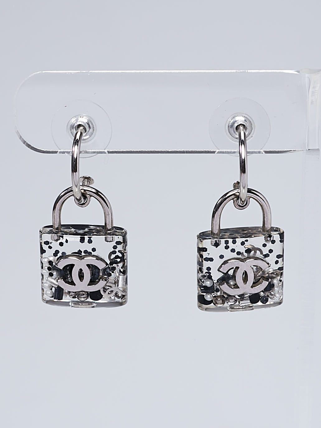 Authentic Chanel CC Padlock Resin Logo Earrings box