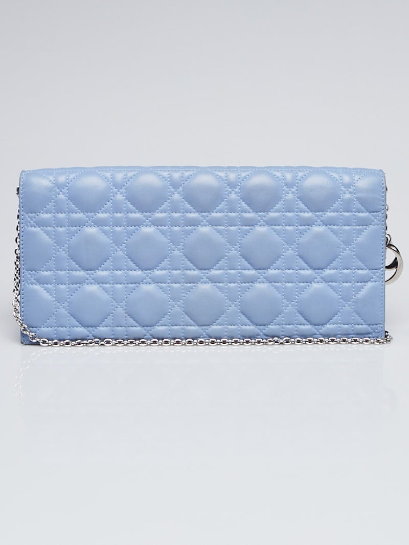 Christian Dior Light Blue Quilted Cannage Leather Lady Dior Clutch