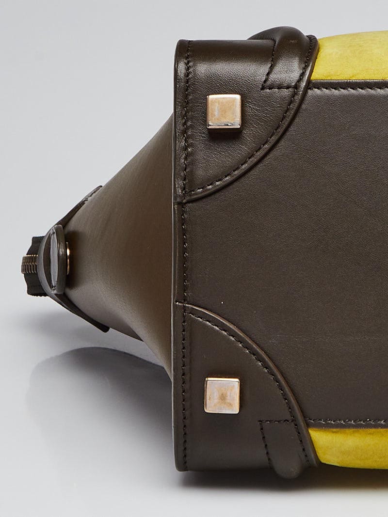 セリーヌ Micro Luggage バッグ ダークブラウン グレインカーフ Celine Luggage Micro Shopper Handbag Leather Dark Brown