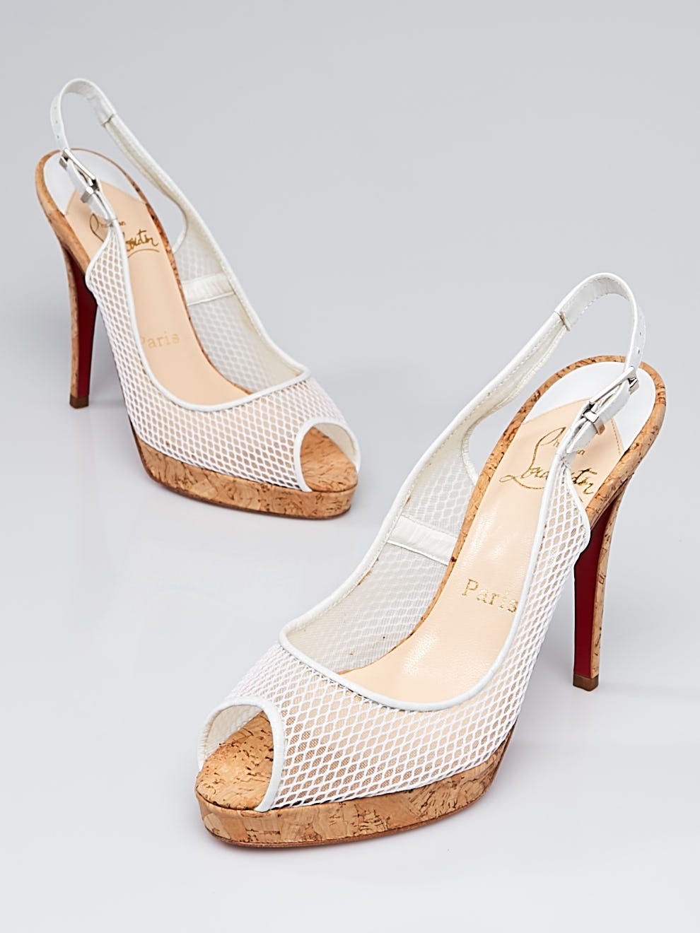 Christian Louboutin White Fishnet Leather Mademoiselle Marchand