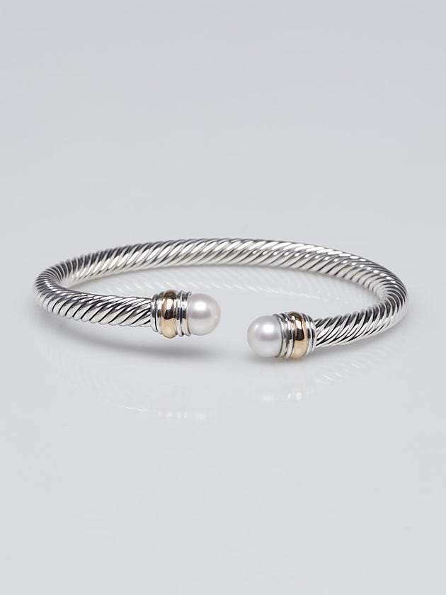 David Yurman 5mm Sterling Silver and 14k Gold Pearl Cable Classics Bracelet