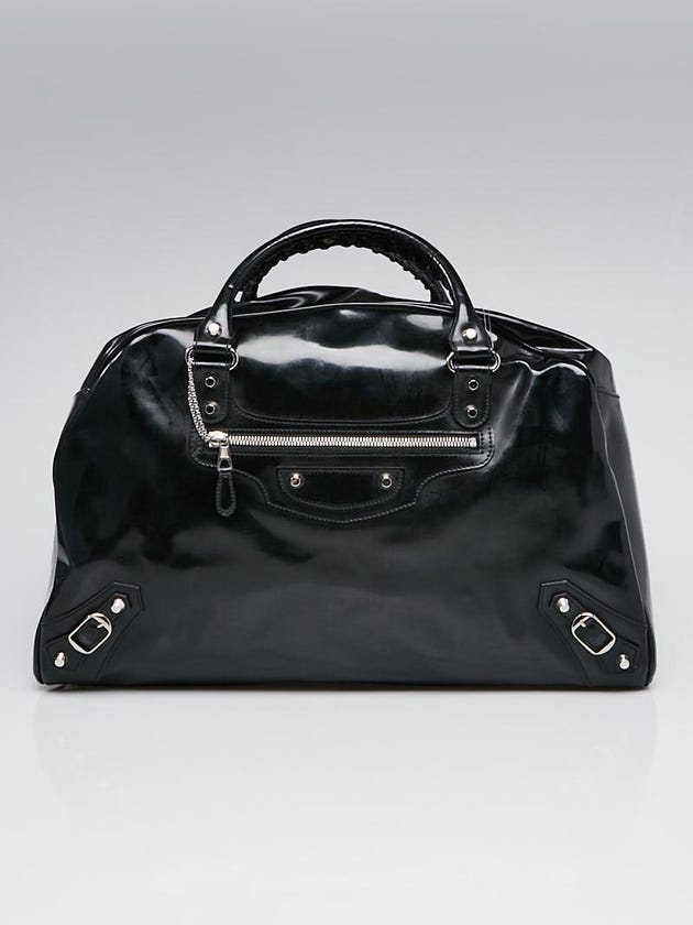 Balenciaga Black Patent Leather Bowling MM Bag
