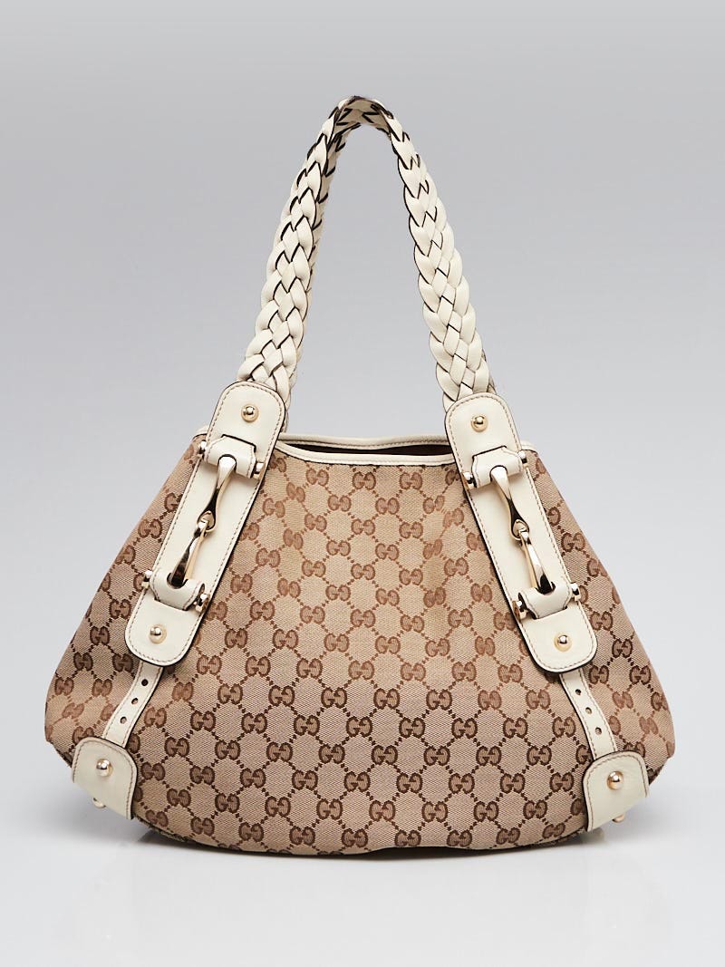 Gucci Beige/White GG Canvas Small Pelham Shoulder Bag