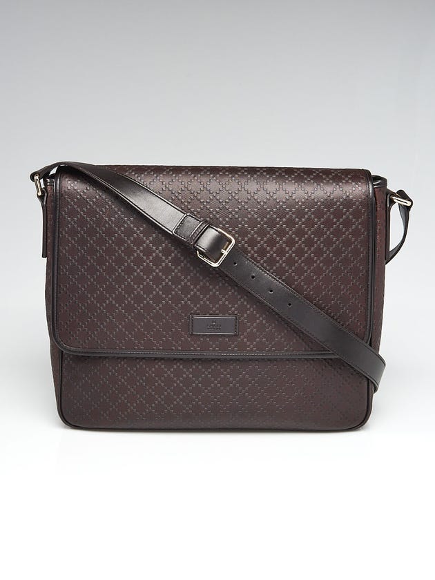 Gucci Dark Brown Diamante Leather Messenger Bag