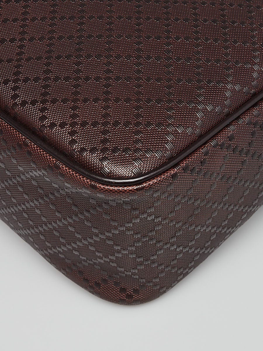 Gucci Dark Brown Diamante Leather Messenger Bag | Yoogi's Closet