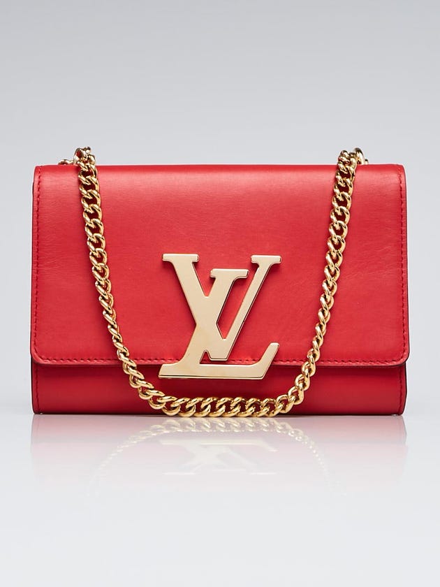 Louis Vuitton Rouge Calfskin Leather Chain Louise MM Bag