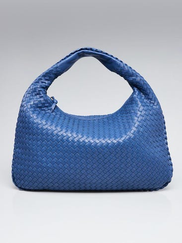 Bottega Veneta Blue Intrecciato Woven Nappa Leather Large Veneta