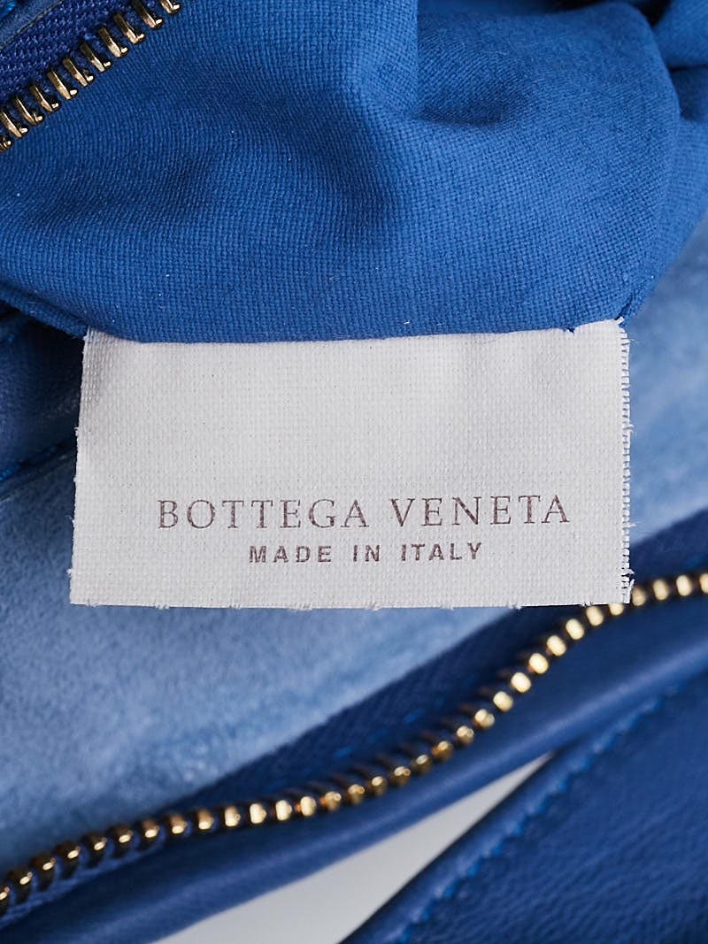 Bottega Veneta Blue Intrecciato Woven Nappa Leather Large Bottega Veneta Blue Intrecciato Woven Nappa Leather Large