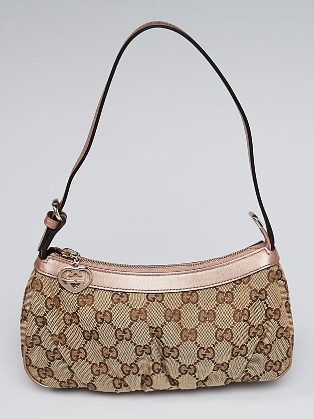 Gucci Beige/Bronze GG Canvas Interlocking GG Heart Pochette Bag