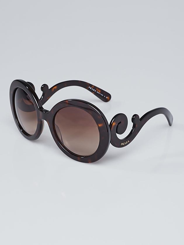 Prada Tortoise Shell Oversized Round Frame Baroque Sunglasses - SPR27N