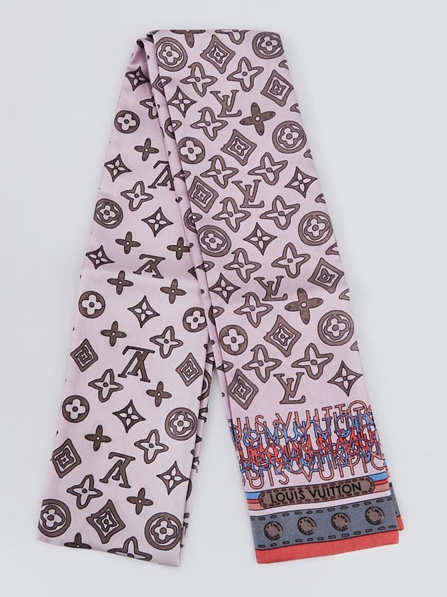 Louis Vuitton Rose Poudre Silk Monogram Map Bandeau Scarf