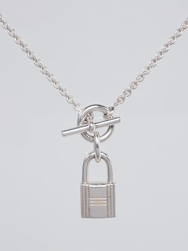 Hermes Sterling Silver Amulette Cadenas Kelly Lock Pendant Necklace