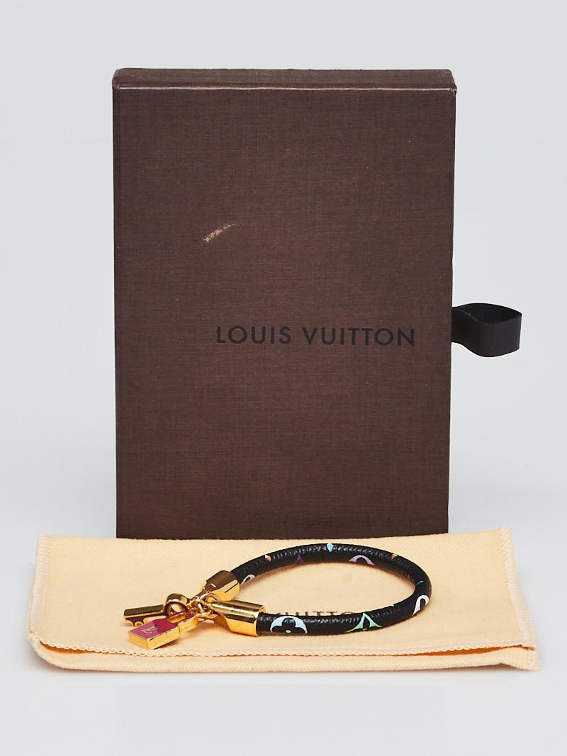 Louis Vuitton Luck It Black Monogram Canvas Gold Tone Charm Bracelet Louis  Vuitton