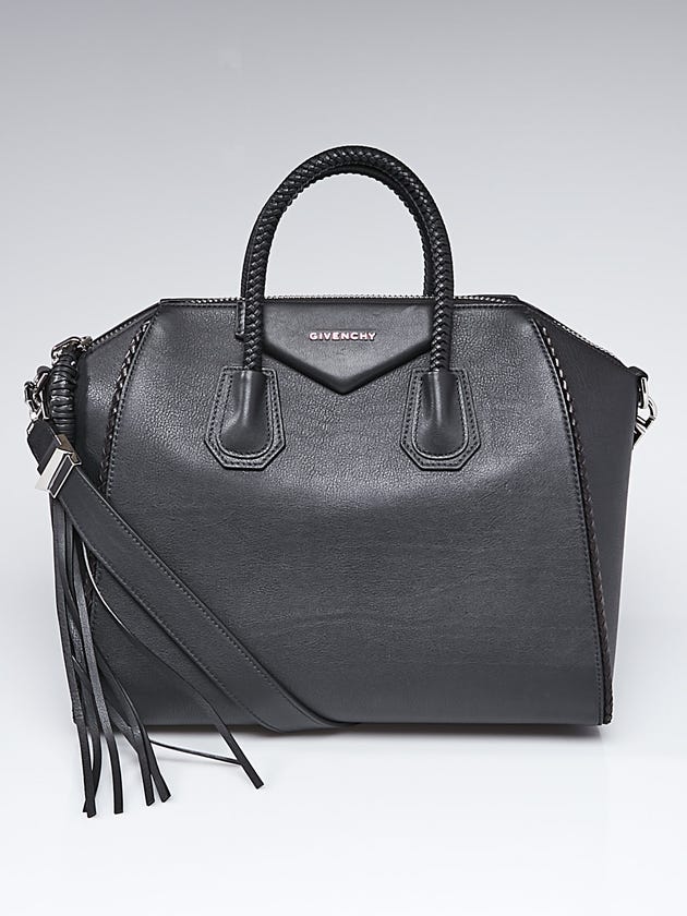 Givenchy Black Calfskin Leather Medium Antigona Braided Bag