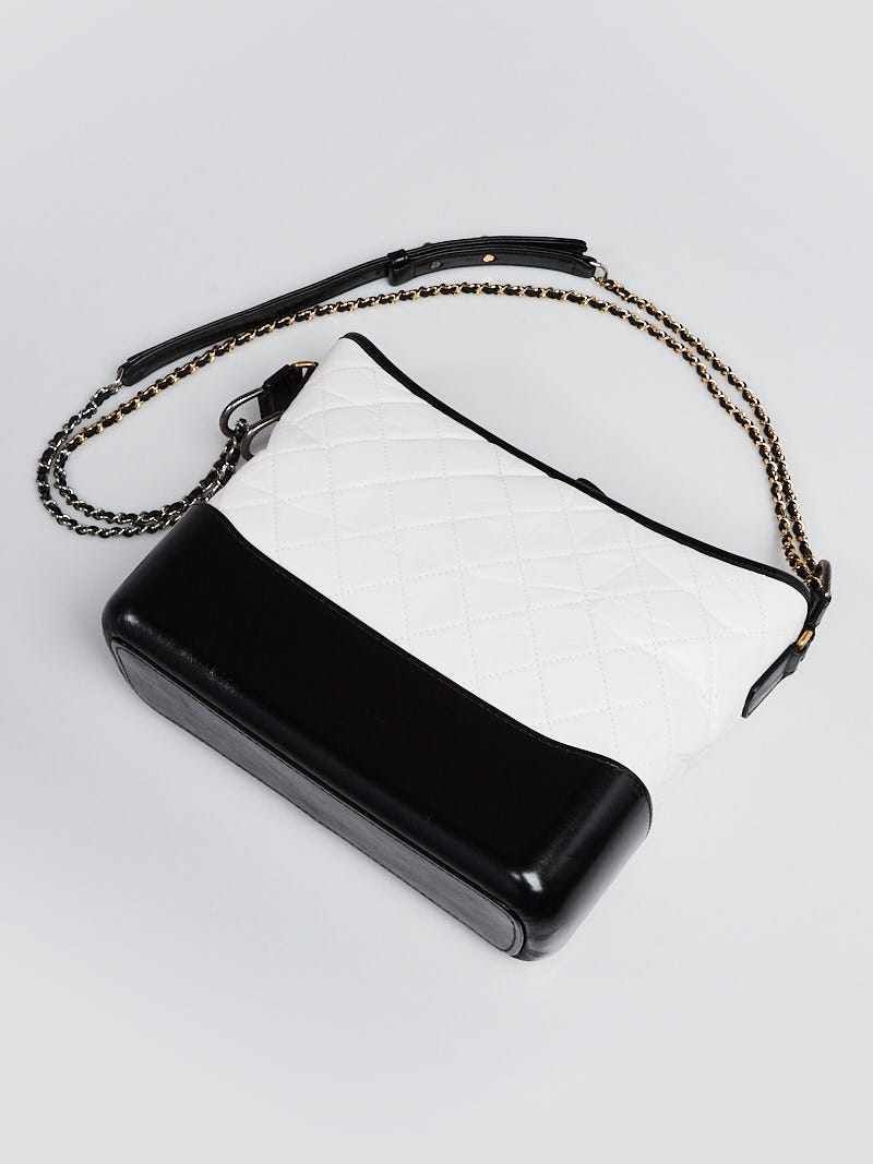 Chanel White/Black Quilted Leather Medium Gabrielle Hobo Bag - Yoogi's  Closet