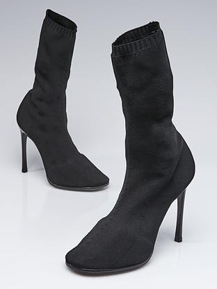 Louis Vuitton Black Monogram Knit Fabric Silhouette Ankle Boots Size 40  Louis Vuitton