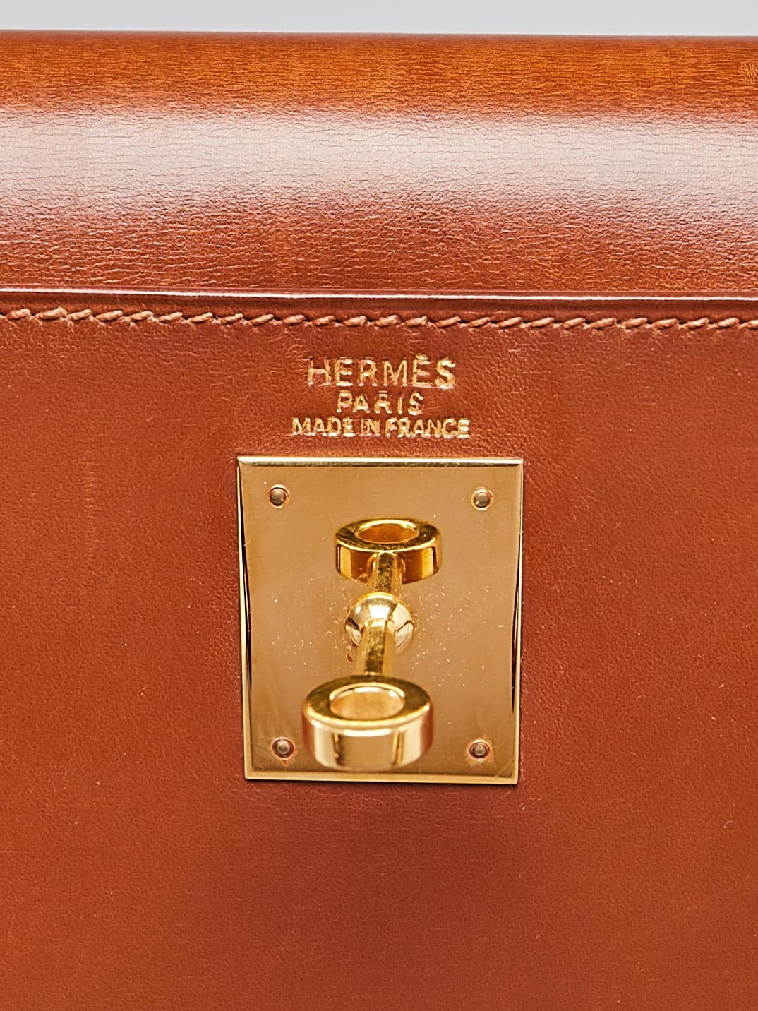 Hermes 32cm Noisette Box Leather Gold Plated Kelly Sellier Bag - Yoogi's  Closet
