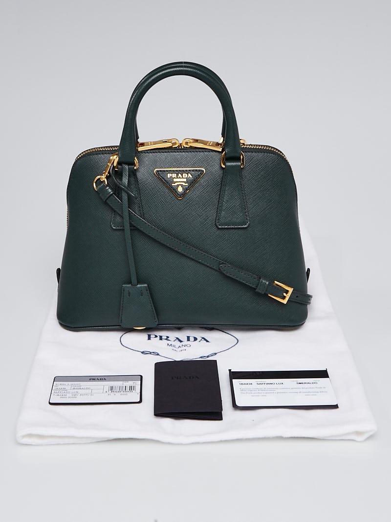 Prada Smeraldo Saffiano Lux Leather Mini Promenade Bag 1BA838 