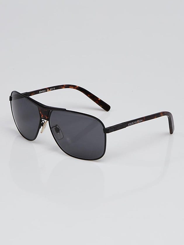 Louis Vuitton Tortoise Shell Acetate Gunmetal Aviator Sunglasses Z0404U