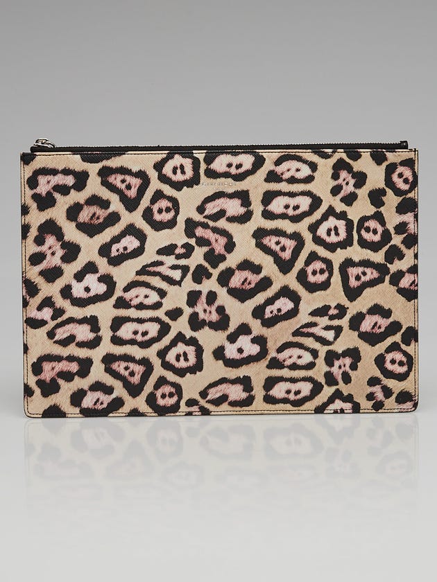 Givenchy Beige/Pink Leopard Iconic Print Clutch Bag