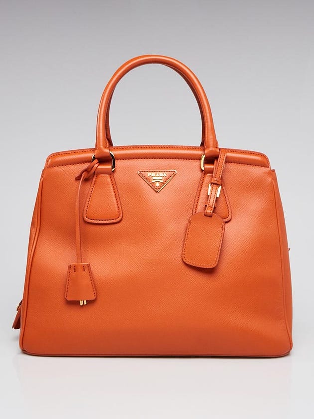Prada Papaya Saffiano Lux Leather Top Handle Bag BN2412