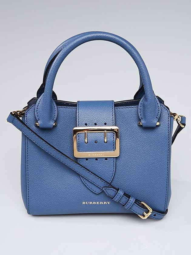 Burberry Blue Grainy Leather Small Buckle Tote Bag