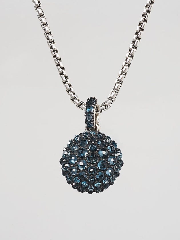 David Yurman Sterling Silver and Hampton Blue Topaz Osetra Pendant Necklace