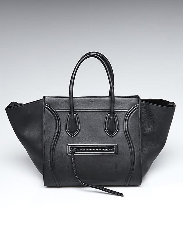 Celine Black Calfskin Leather Medium Phantom Luggage Tote Bag