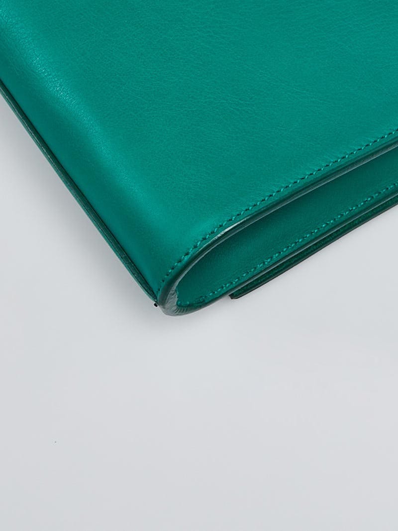 Yves Saint Laurent Green Calfskin Leather Ligne Y Clutch Bag